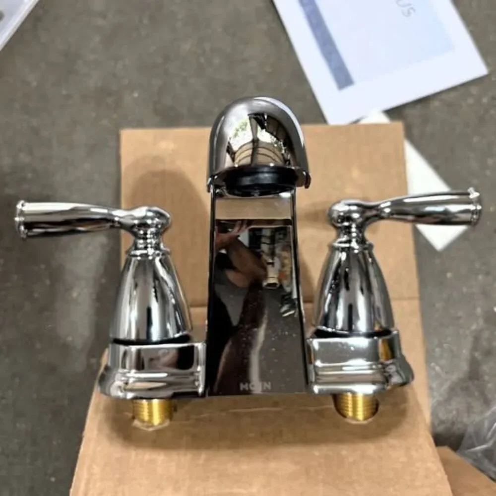 Moen 84942 Banbury Bathroom Sink Faucet Chrome 4 in Centerset 2-Handle Open Box